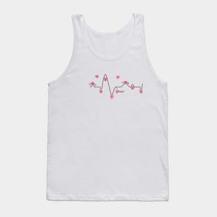 Hand Drawn Electrocardiogram With Pink Hearts Tank Top